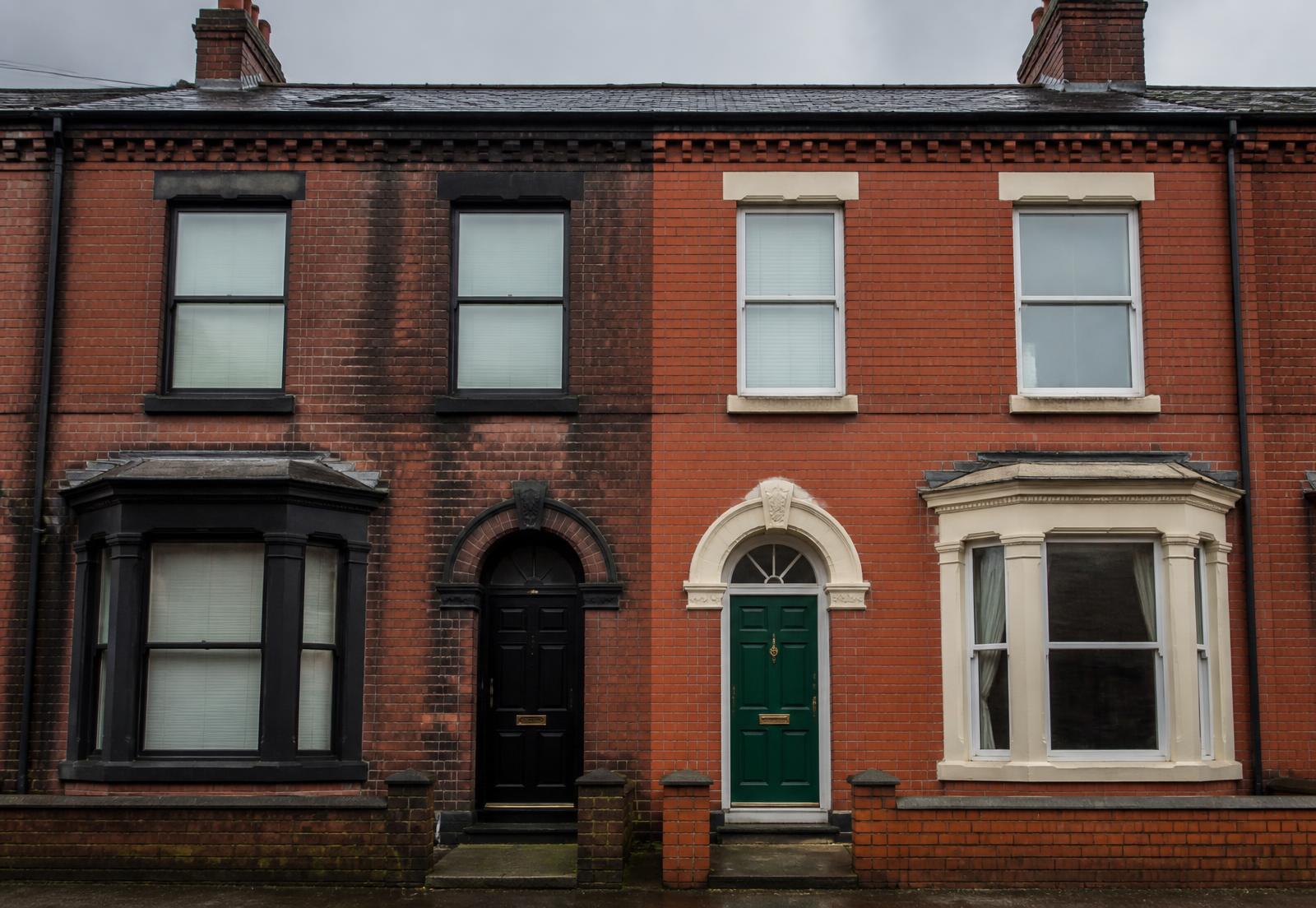Restored red-brick terraced housing in Manchester